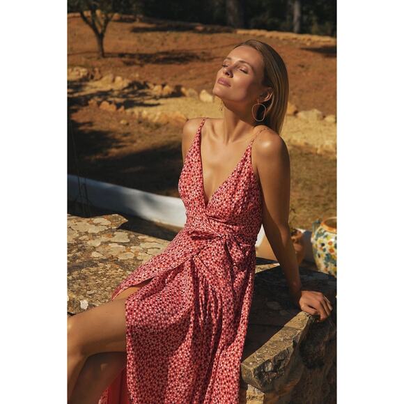 NWT Anthropologie Hutch V-Neck Wrap Dress Size XL Polka Dot Flutter High Low Hem - Picture 6 of 11